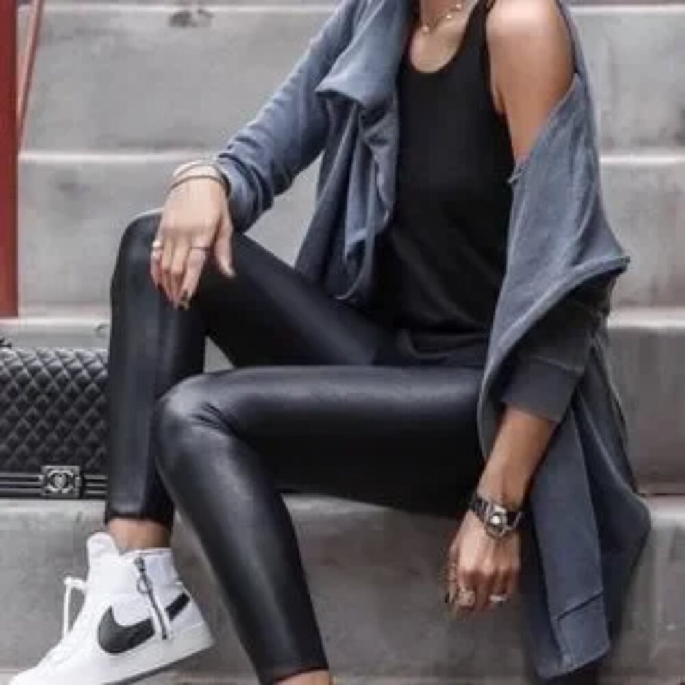 SPANX Black Faux Leather Leggings